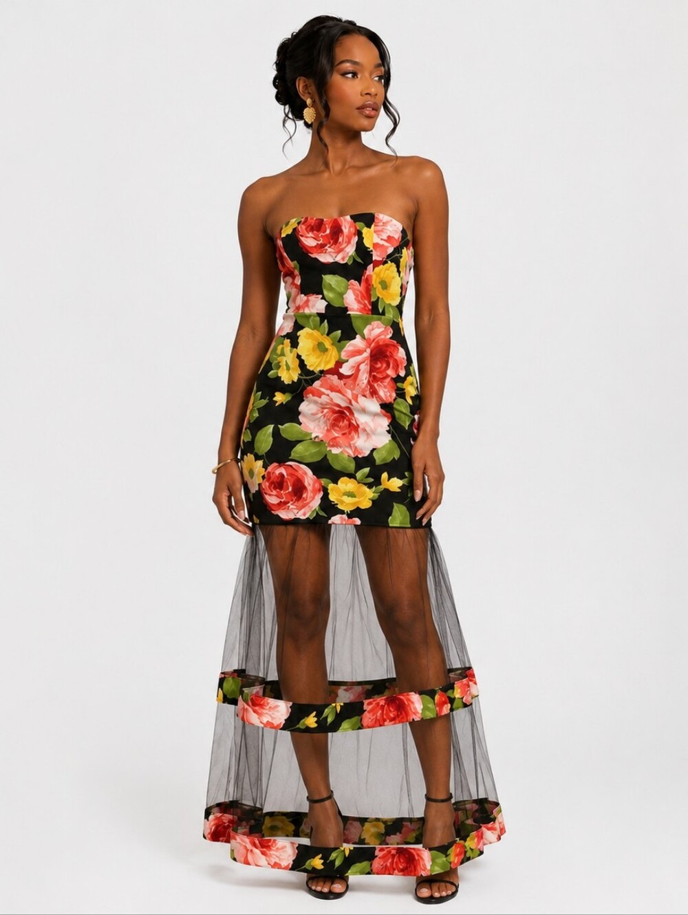 BLACK FLORAL DRESS - Picture 2 of 7